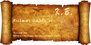 Kulman Baján névjegykártya